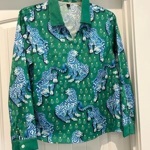 Green and Blue Tiger Print Shirt